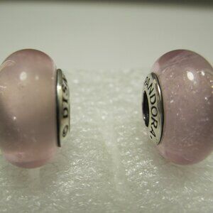 Pink Aurora's Signature Color Disney Pandora Murano Glass Charms Bead Springtime